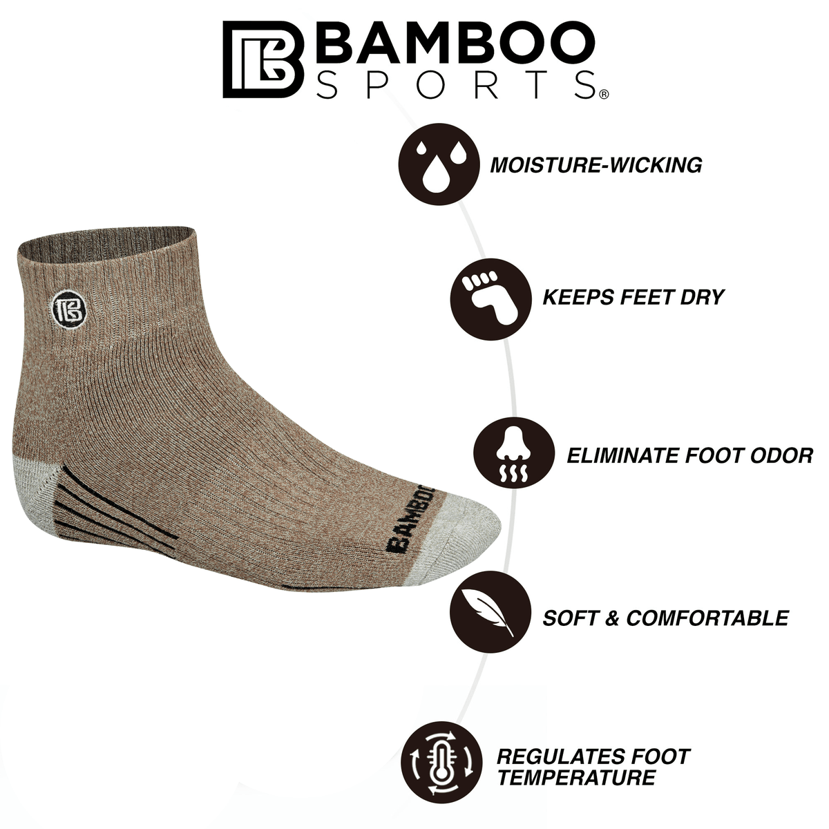 Premium Bamboo Rayon Quarter High Crew Socks